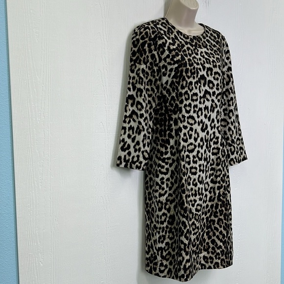 Rag & Bone - Leopard Brown & Creme Print 100% Silk 3/4 Sleeve Lined Dress SZ 4 - Picture 4 of 15